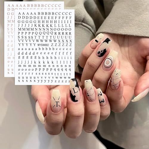 10 Sheets Letter Nail Art Stickers, Small Letter Nail Art Design Stickers,