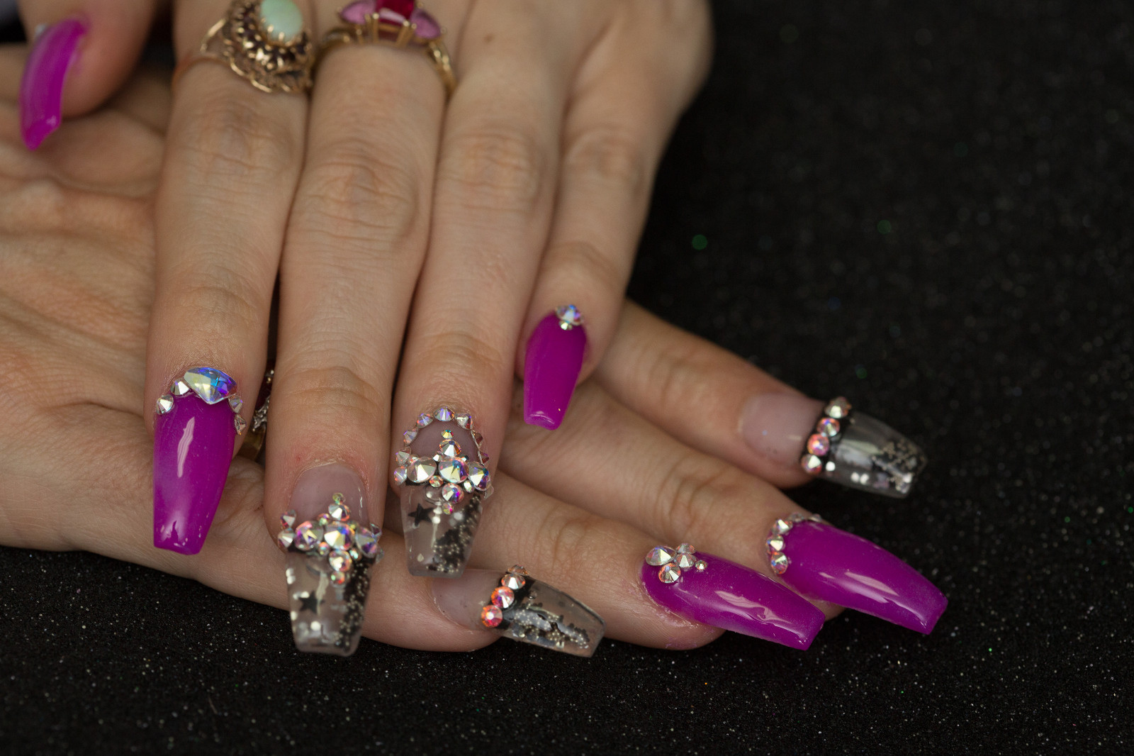 24 Aquarium Nails Acrylic False Nail Art Tips