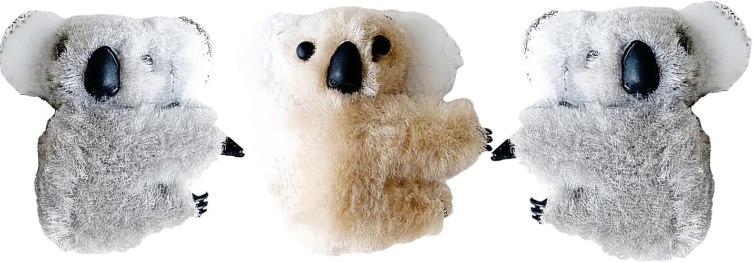 3 Pcs Plush Gray and Khaki Koala Hair 1 Count (Pack of 3), And