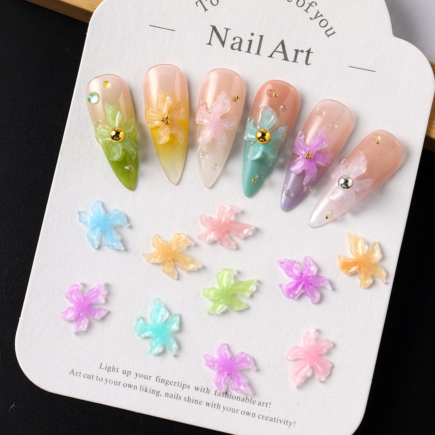 Summer Flower Nail Charms 3D Hibiscus Flowers for Nails Gems Spring Nail Jewelry