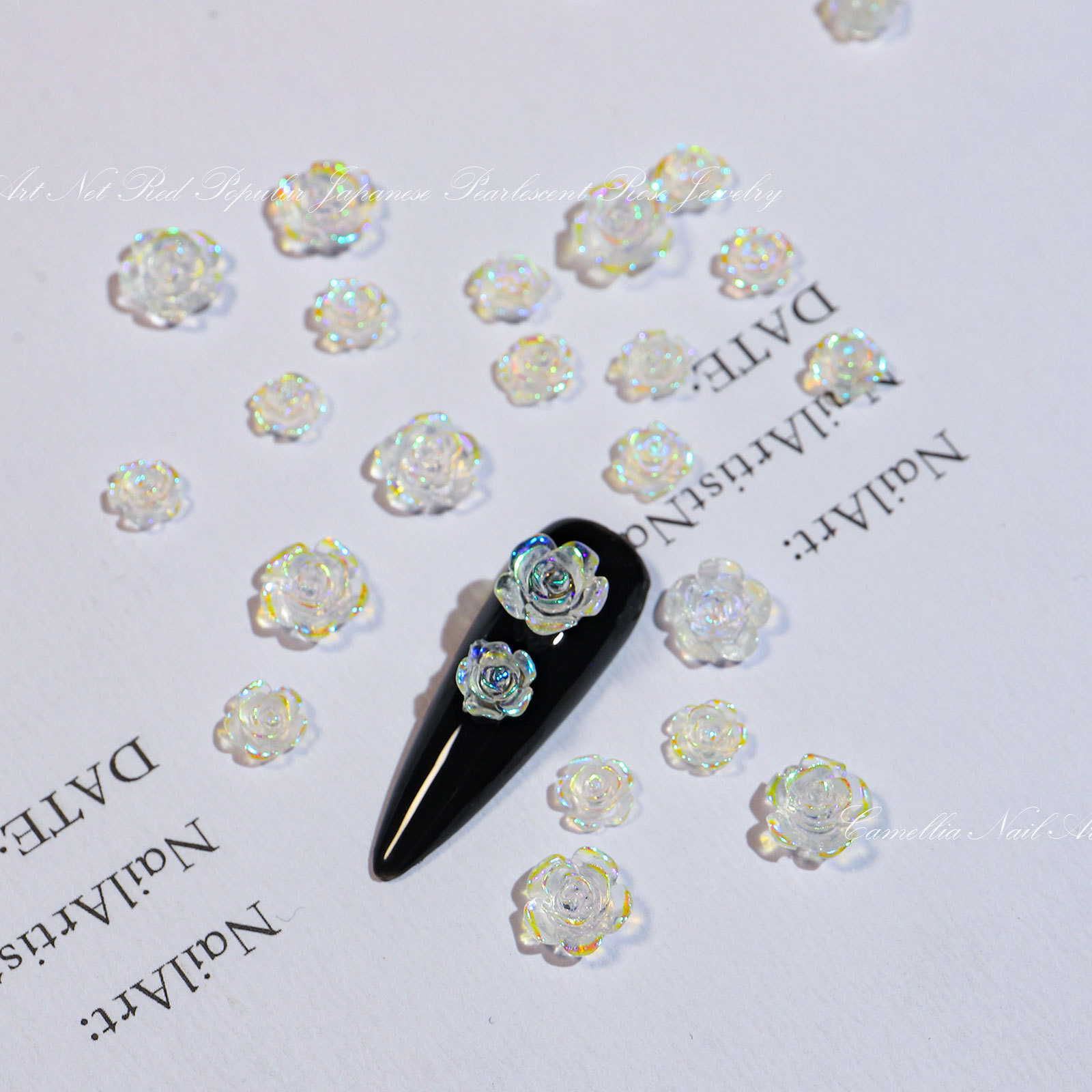 20pcs/bag DIY 3D Aurora Camellia Nail Art Flowers Decor Charm Nails Accessories