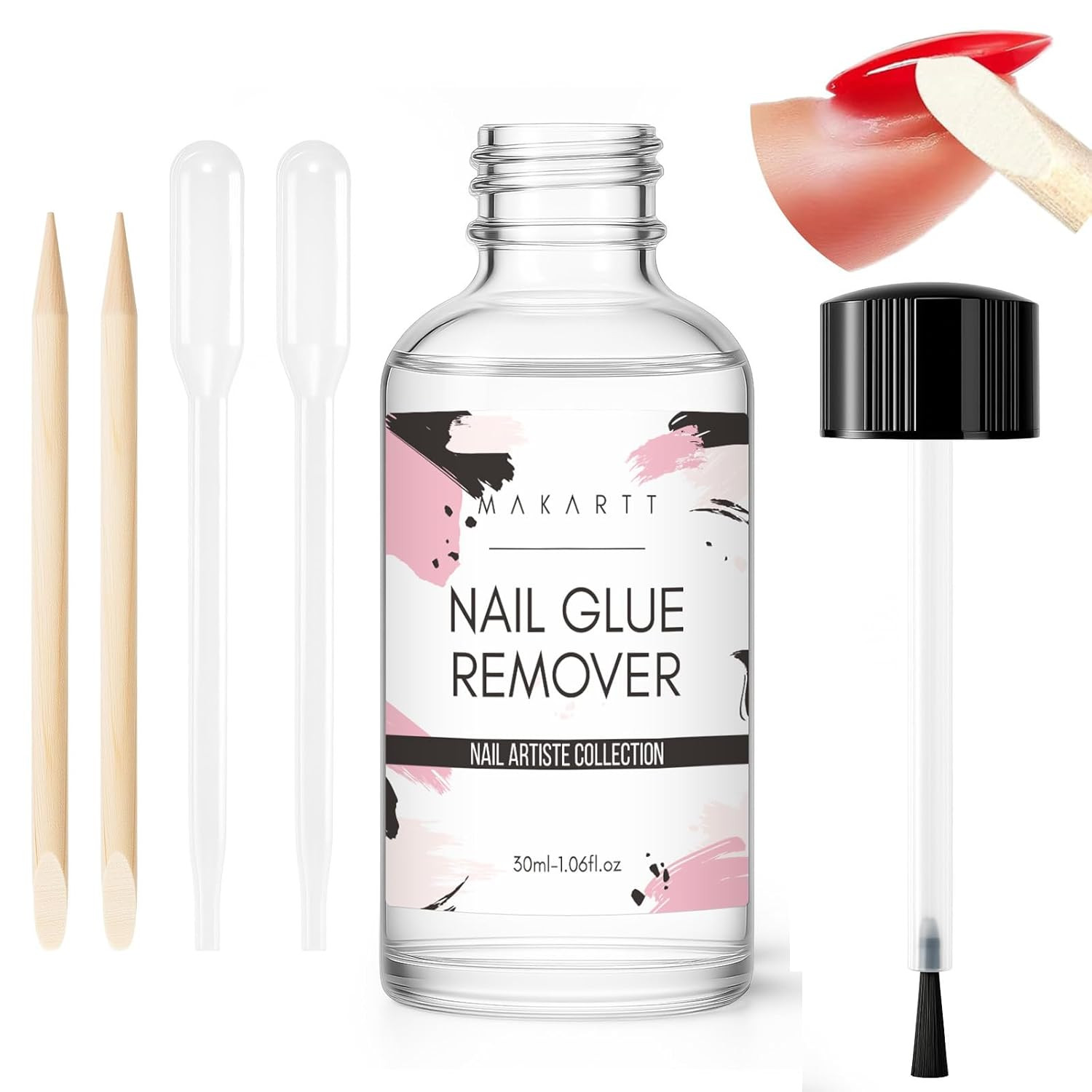 Makartt Nail Glue Remover for Press on Nails – 30ML Hema-Free, Glueoff Easy Remo