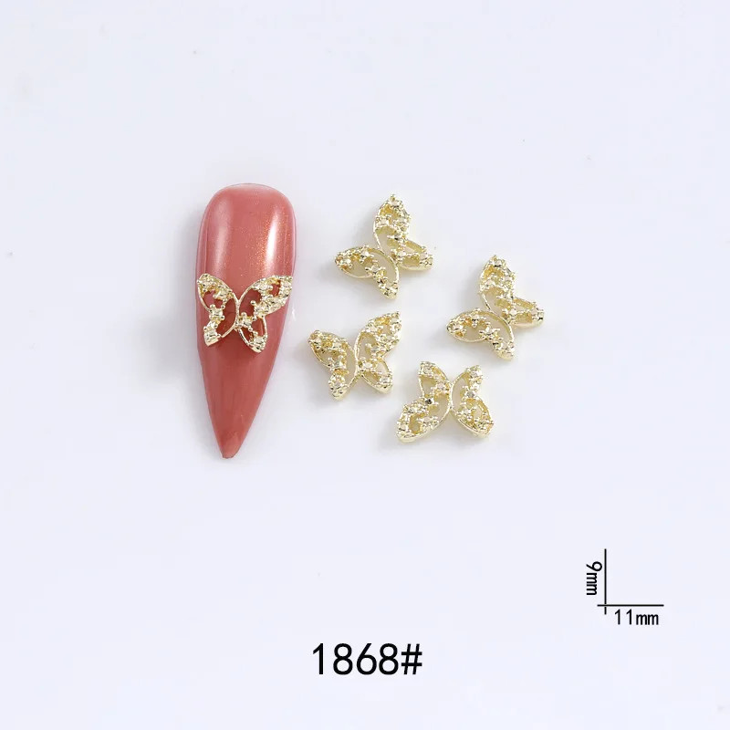 20Pcs Nail Art Butterfly Metal 3D Decals Alloy Gold/Silver/White Butterfly Shape