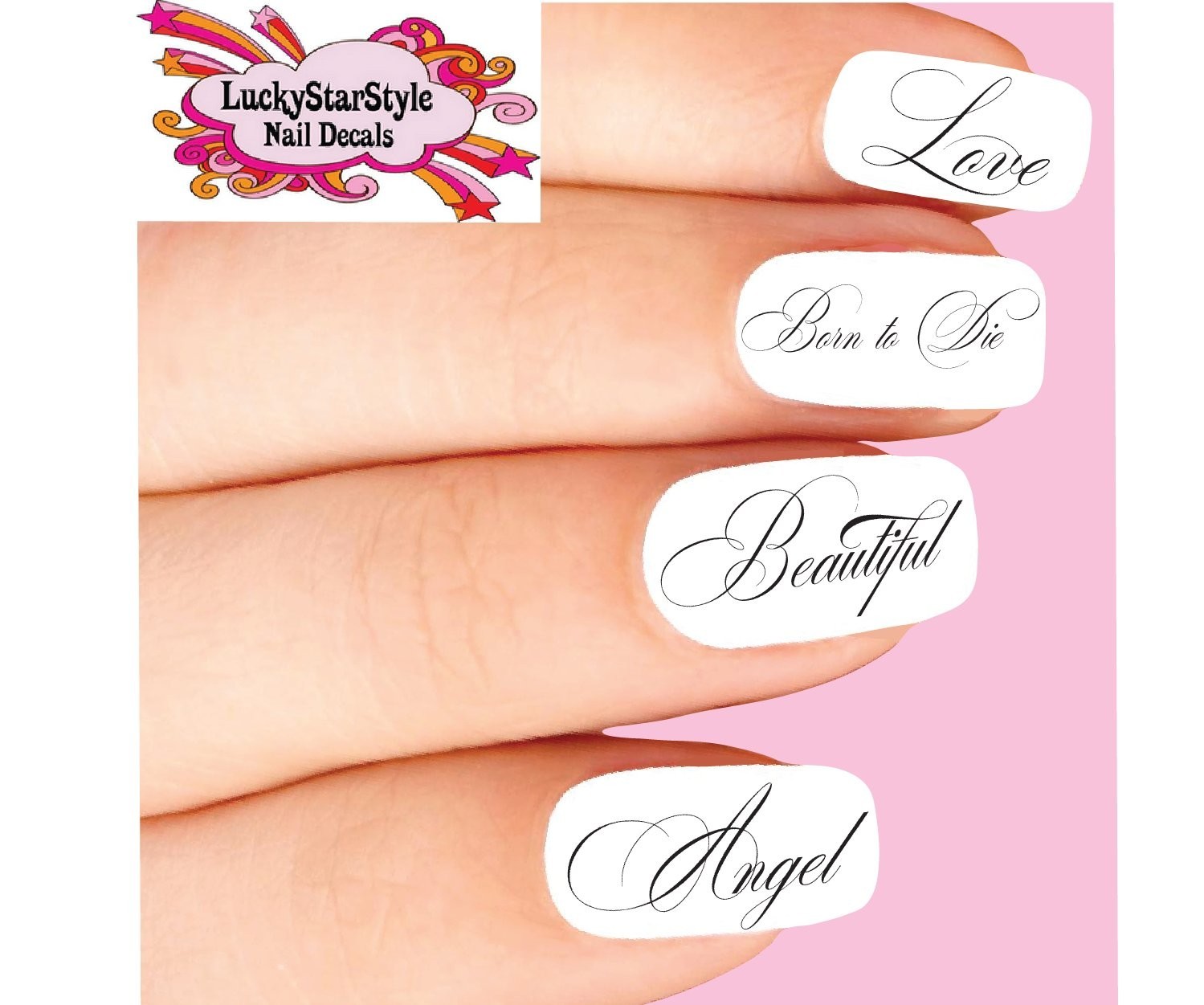 Waterslide Nail Decals – Custom Script Word or Phrase