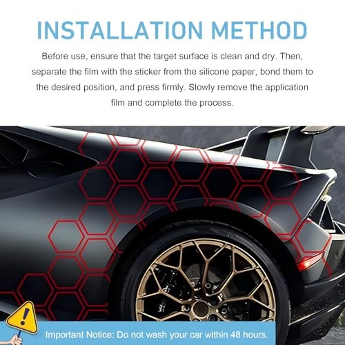 Car Honeycomb Graphics Stickers, 3.31″ x 3.94″ Reflective Honeycomb 30 PCS Red