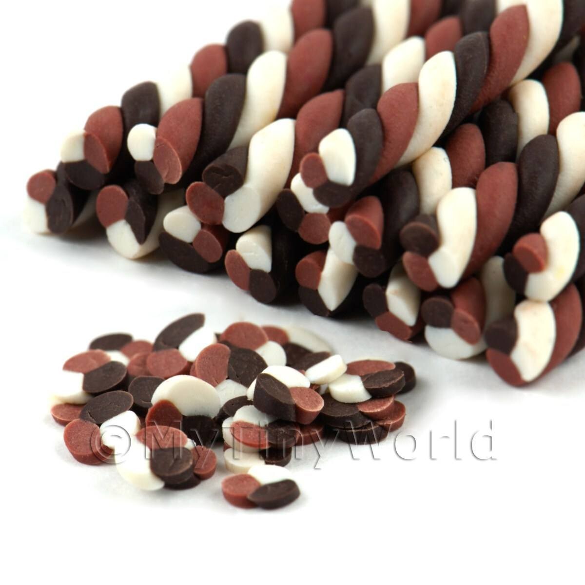 2 x Handmade Triple Chocolate Twist Nail Art Cane