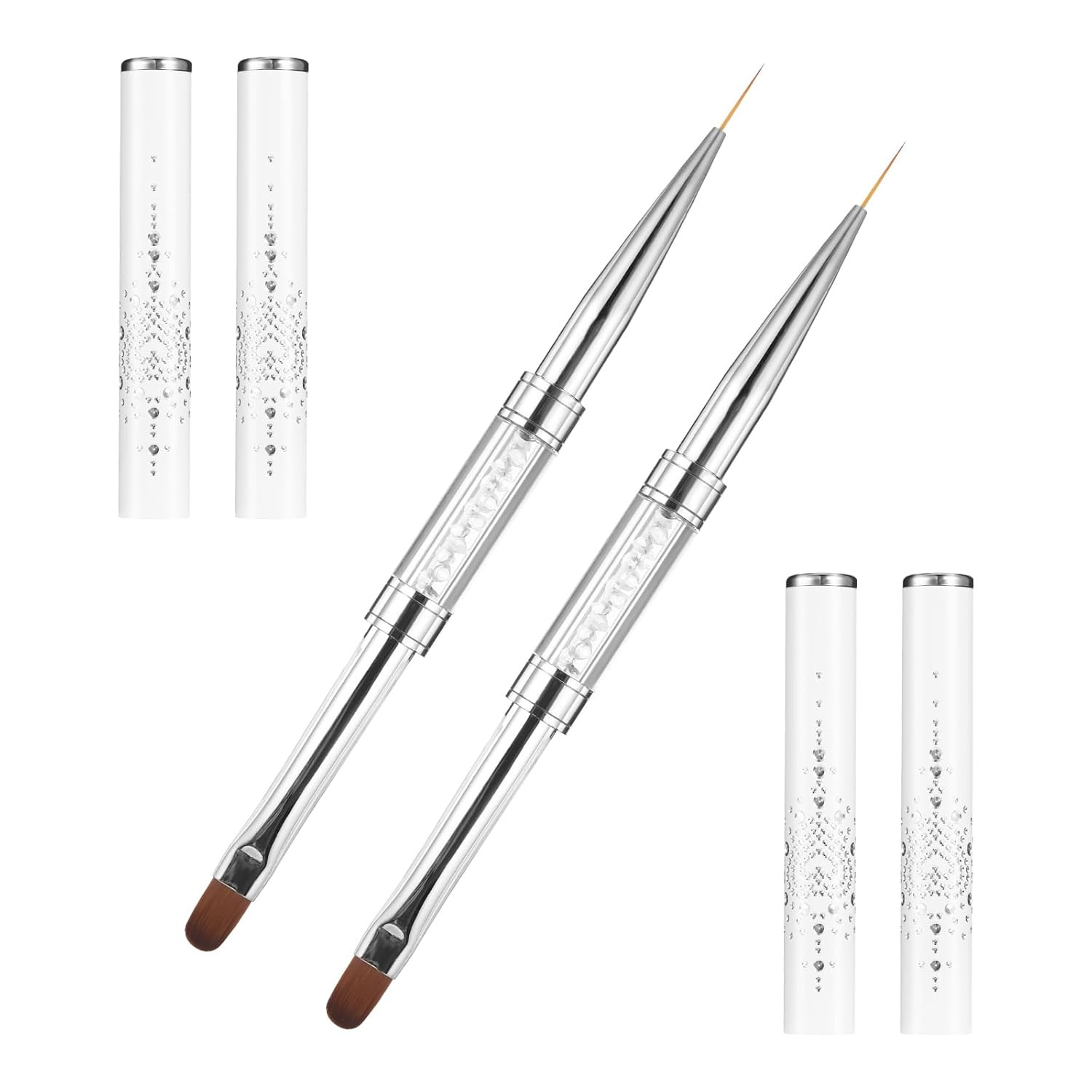 2 Pcs Double Ended Nail Builder Gel Brush, French Tip Brush Hard Gel for Nails,
