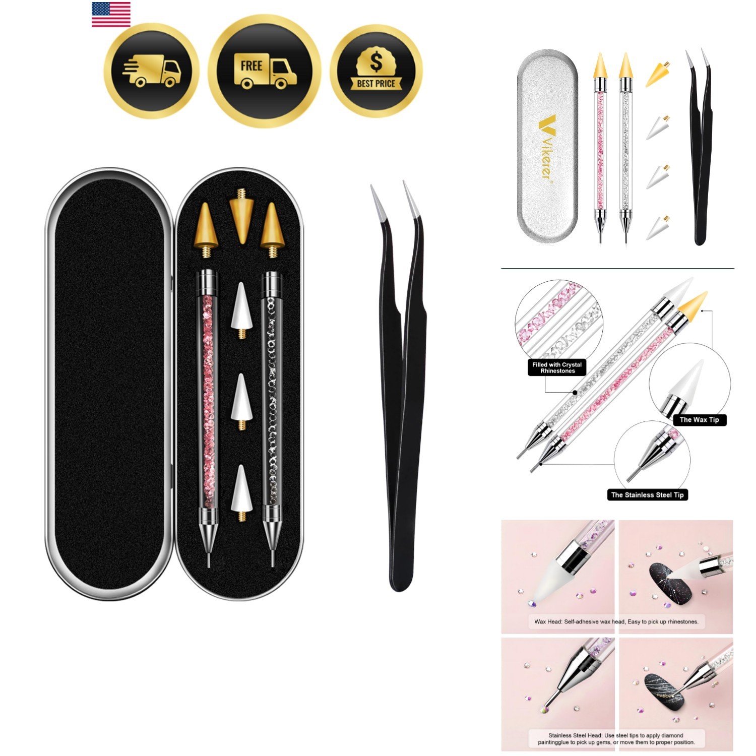 Rhinestone Picker Tool, Bedazzling Pen Dotting Tools | Dual-end Bedazzler Too…