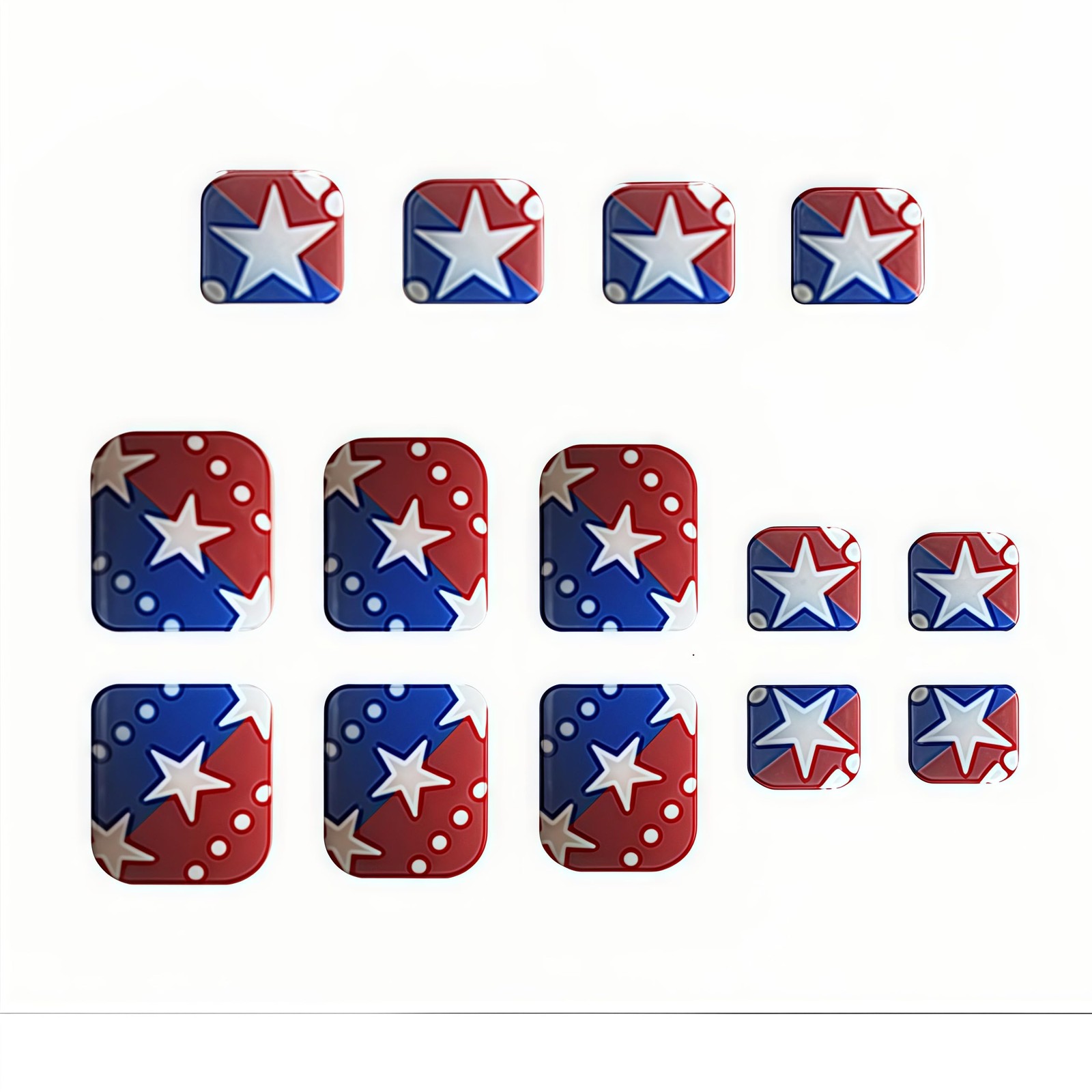 24Pcs 4th of July Press on Toe Nails Short Square Fake Toenails Glossy Red Bl…