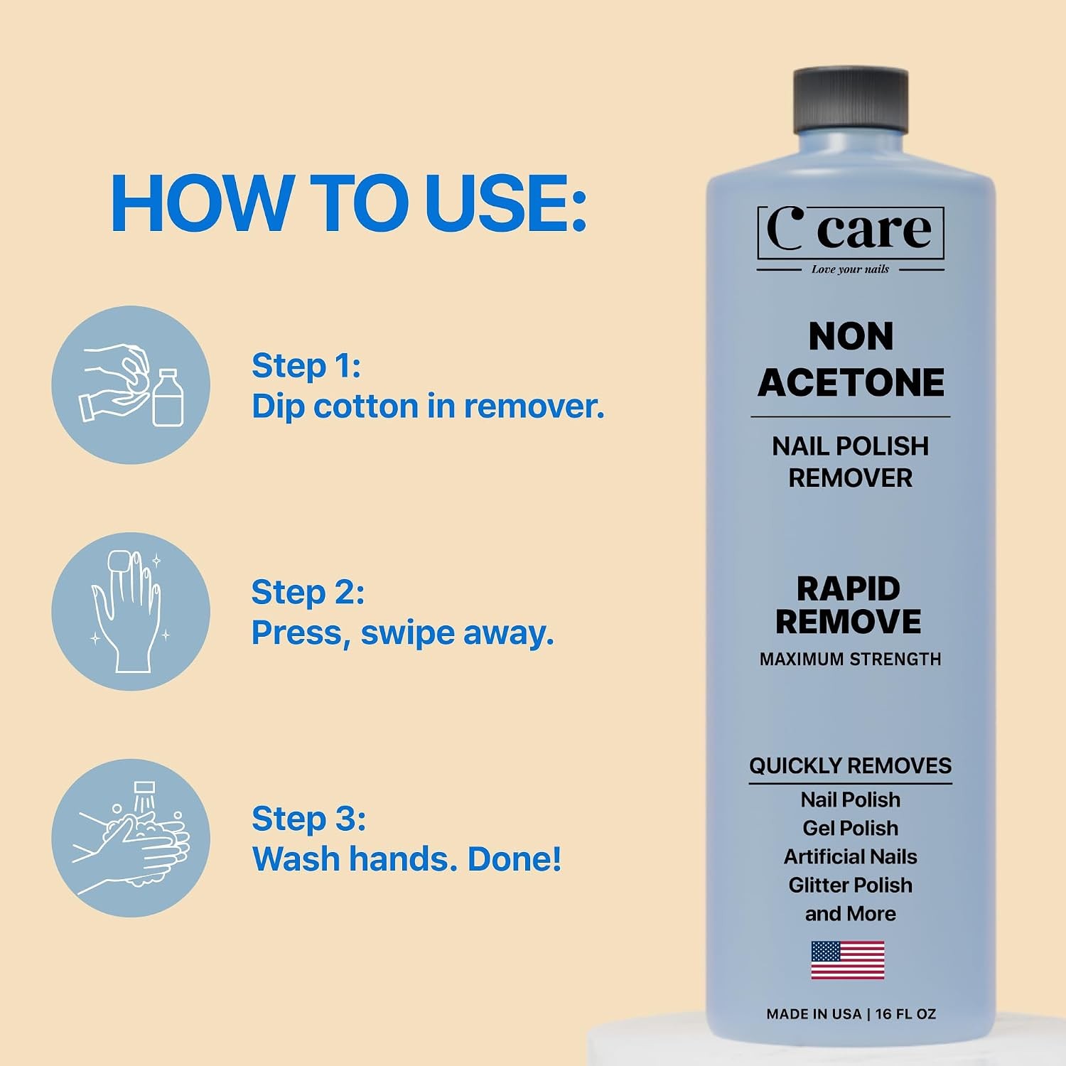 Gentle Touch Non-Acetone Nail Polish Remover | Nourishing Formula | Professional