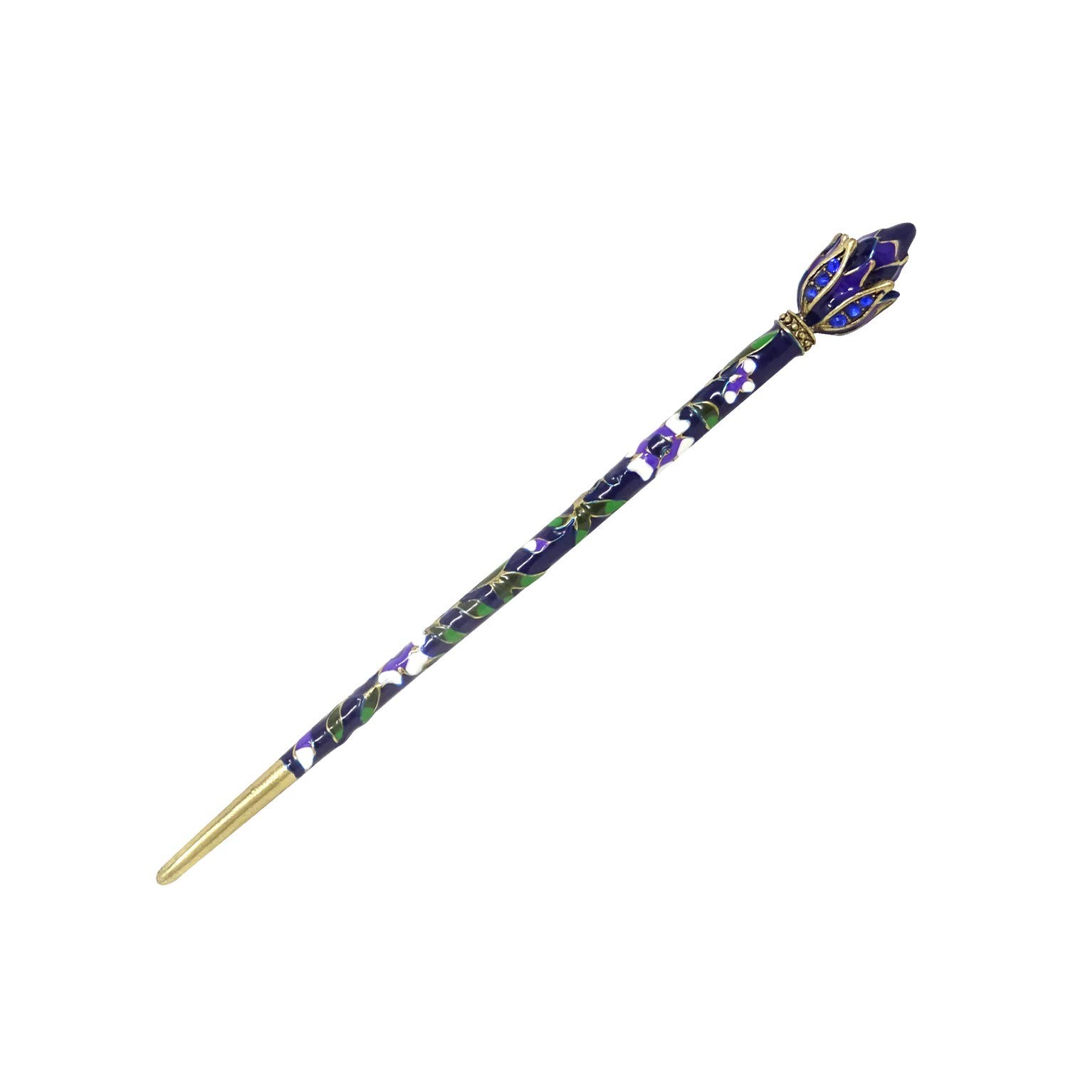 Honbay Cloisonn Vintage Hair Stick With Lotus 1 Count (Pack of 1), Blue