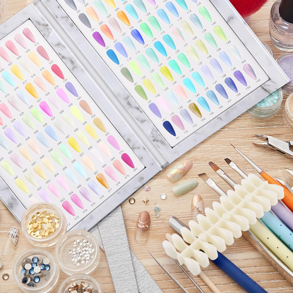 160 Nail Color Display Book with 240 Nail Tips and 1-200 Number Labels