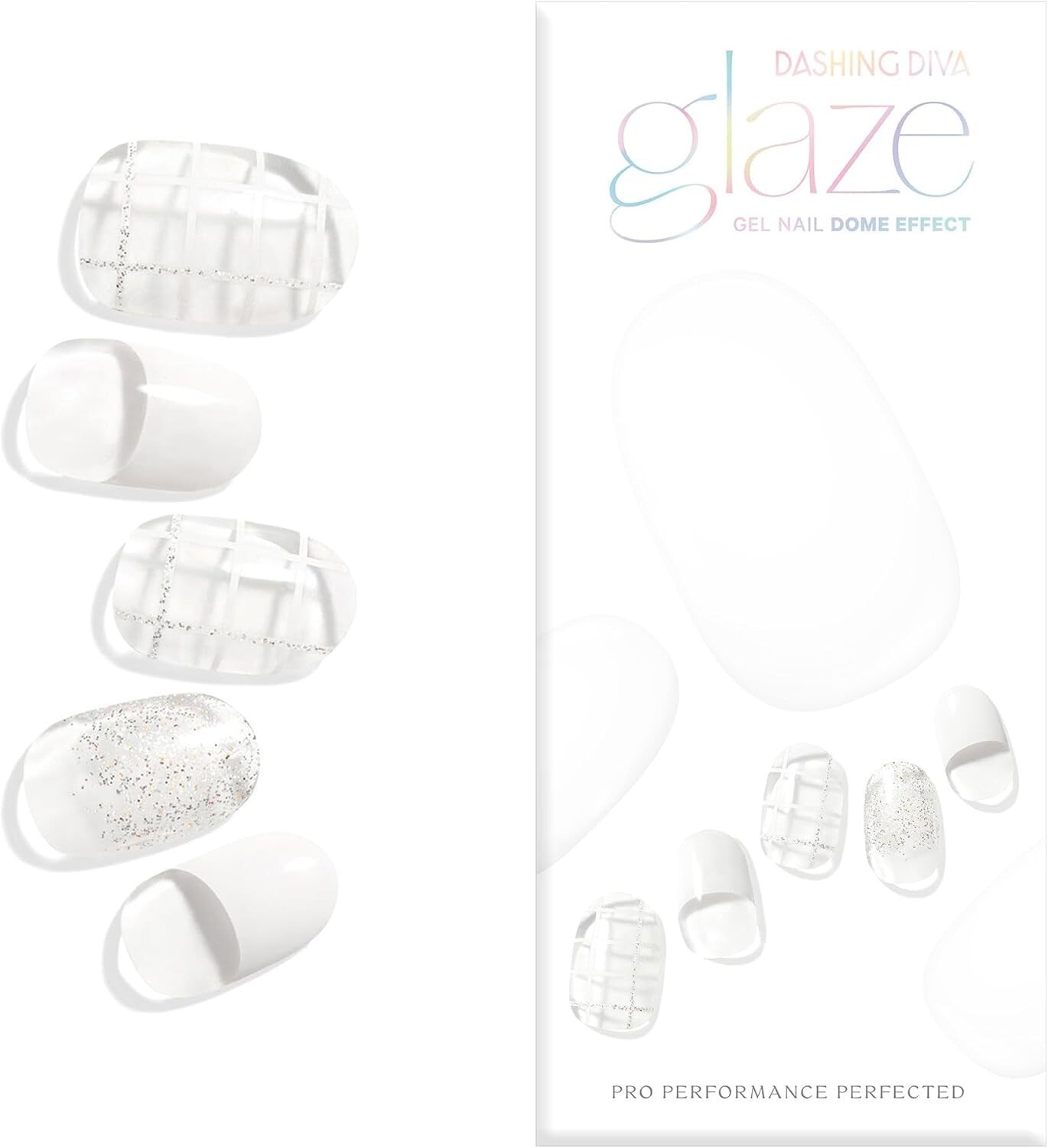 Dashing Diva GLAZE semi cured gel nail strips White Delight Lamp Not included