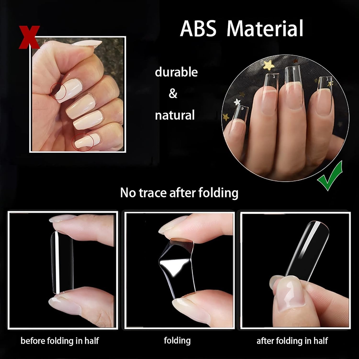 Elegant 500 Pcs Square Nail Tips – Full Cover Clear Design for Perfect Nails