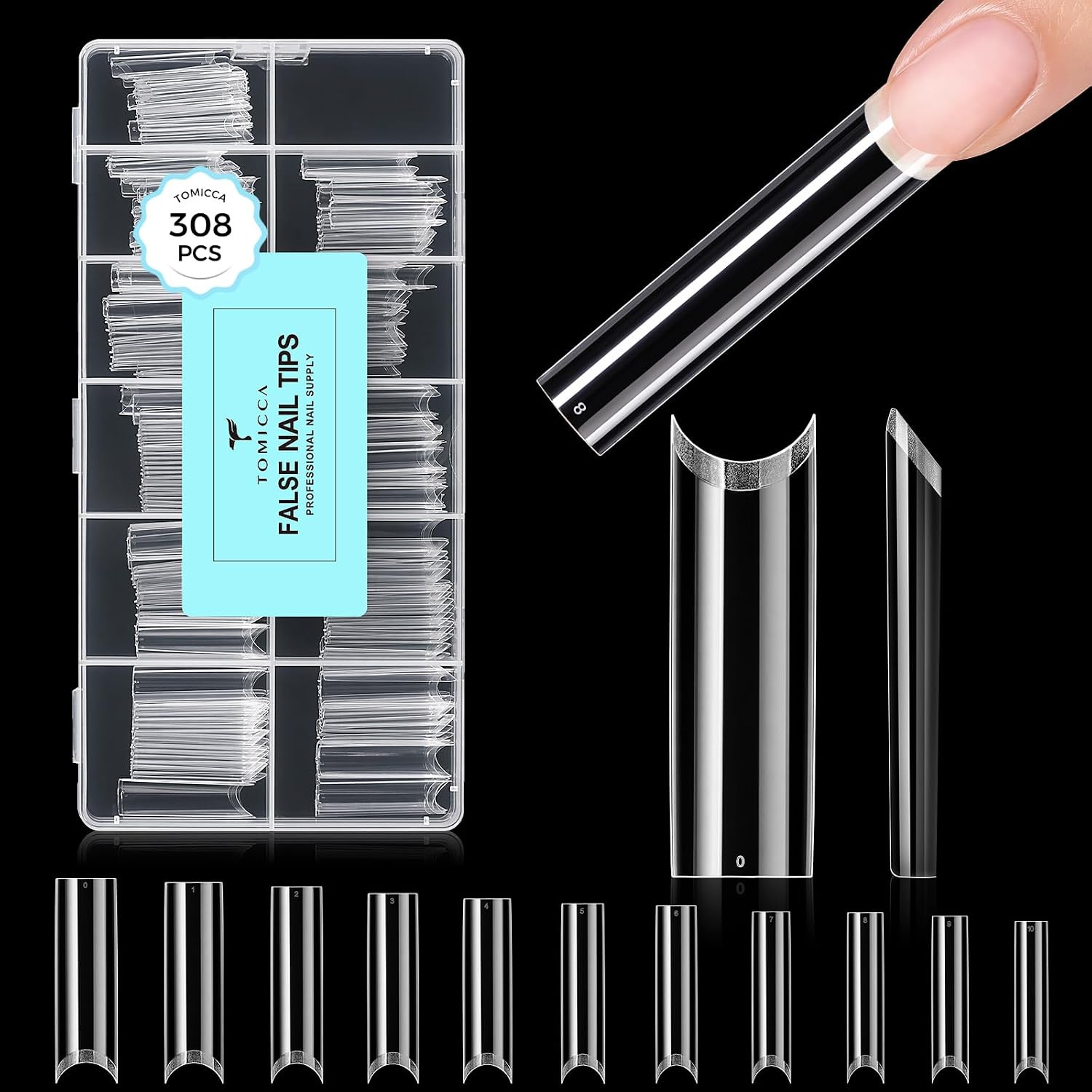 Short Square Nail Tips, 504Pcs Clear Press on Nails Square Full Cover Nail Tips