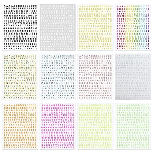 12 Colors Nail Art Stickers, 3D English Self-Adhesive Sticker Design, Letters