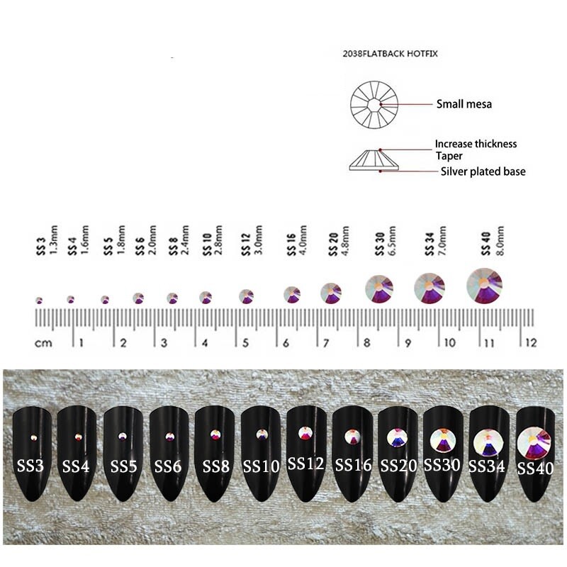 1440 Hyacinth Non-hotfix Rhinestones FlatBack Crystal Gem 3D Nail Art Decoration