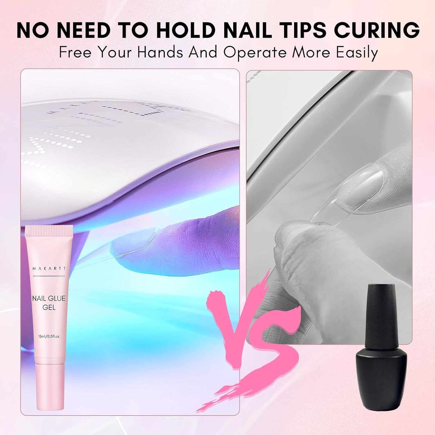 Gel Nail Glue: Solid Nail Glue for Press On Nails, 15ML 3D Gel UV Lamp Needed…