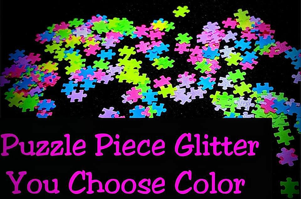 PUZZLE PIECE Shape Glitter~U Pick~Nail•Acrylic•Gel•Body Art•Face•Festival•Craft