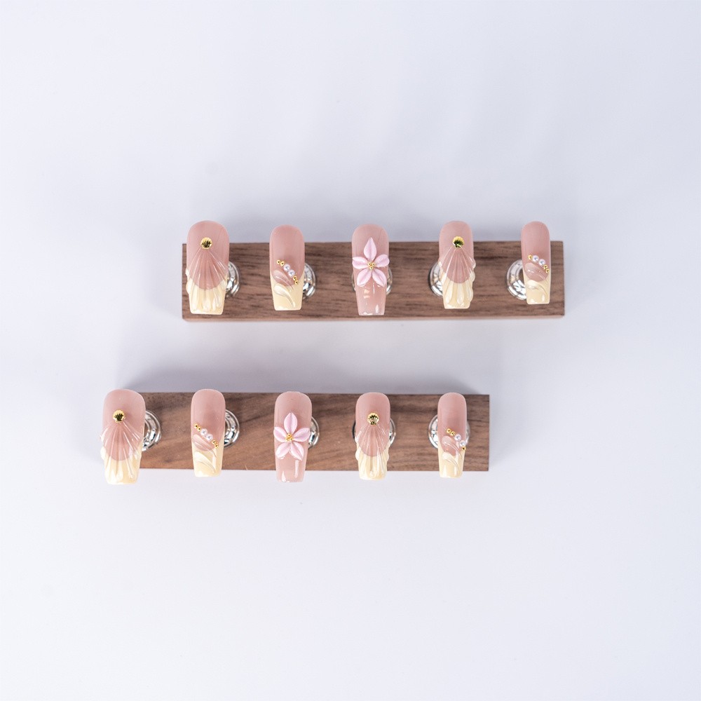 Handmade Press On Nails High Quality Gradient Floral Square Fake Nail Daily Gift