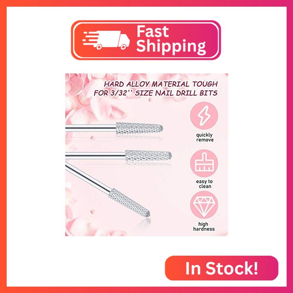 3 Pieces Nail Drill Bits Cone Shape Carbide Nail Drill Bits for Manicure Pedicur
