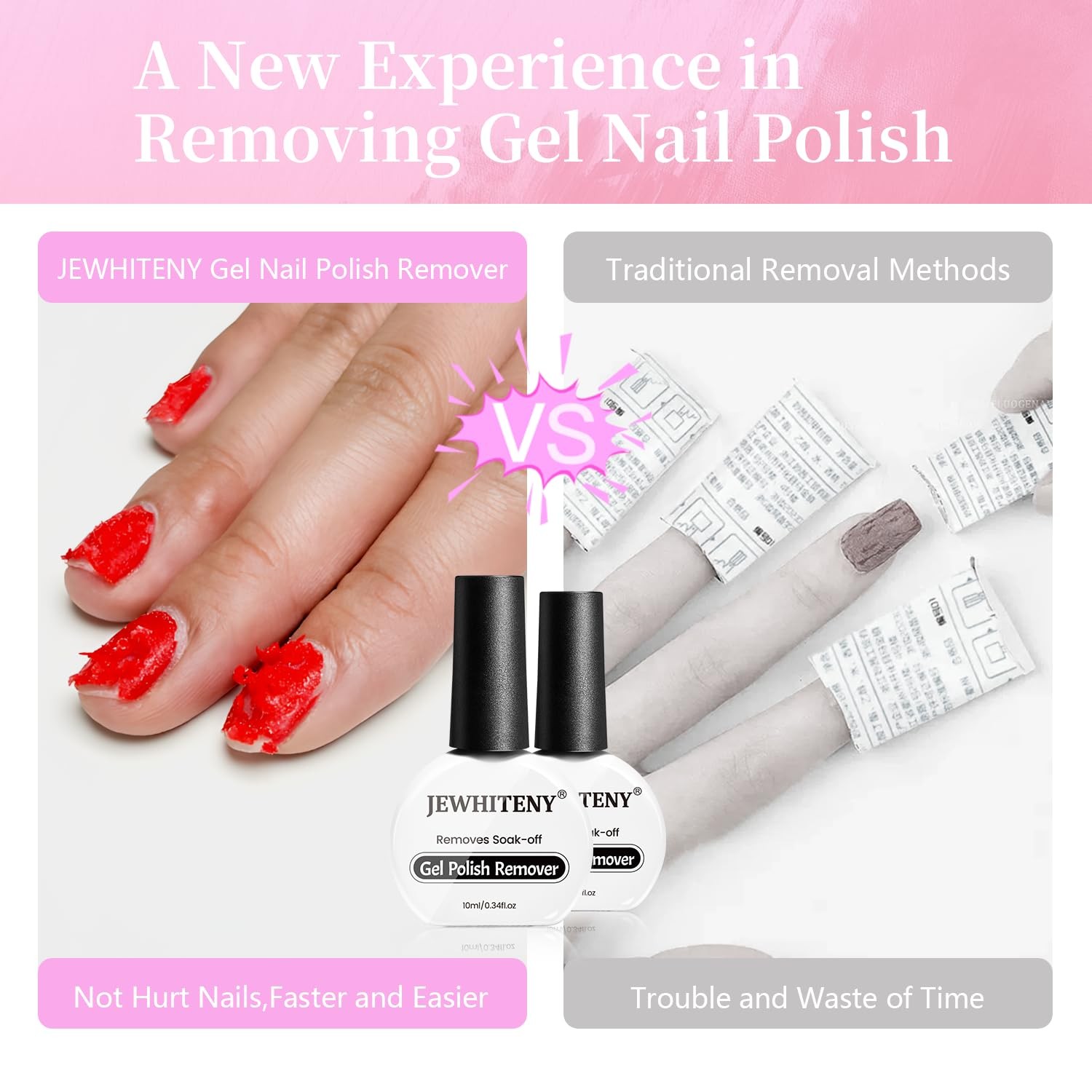JEWHITENY Gel Nail Polish Remover Set: 2 Bottles of 10ml Clear-1