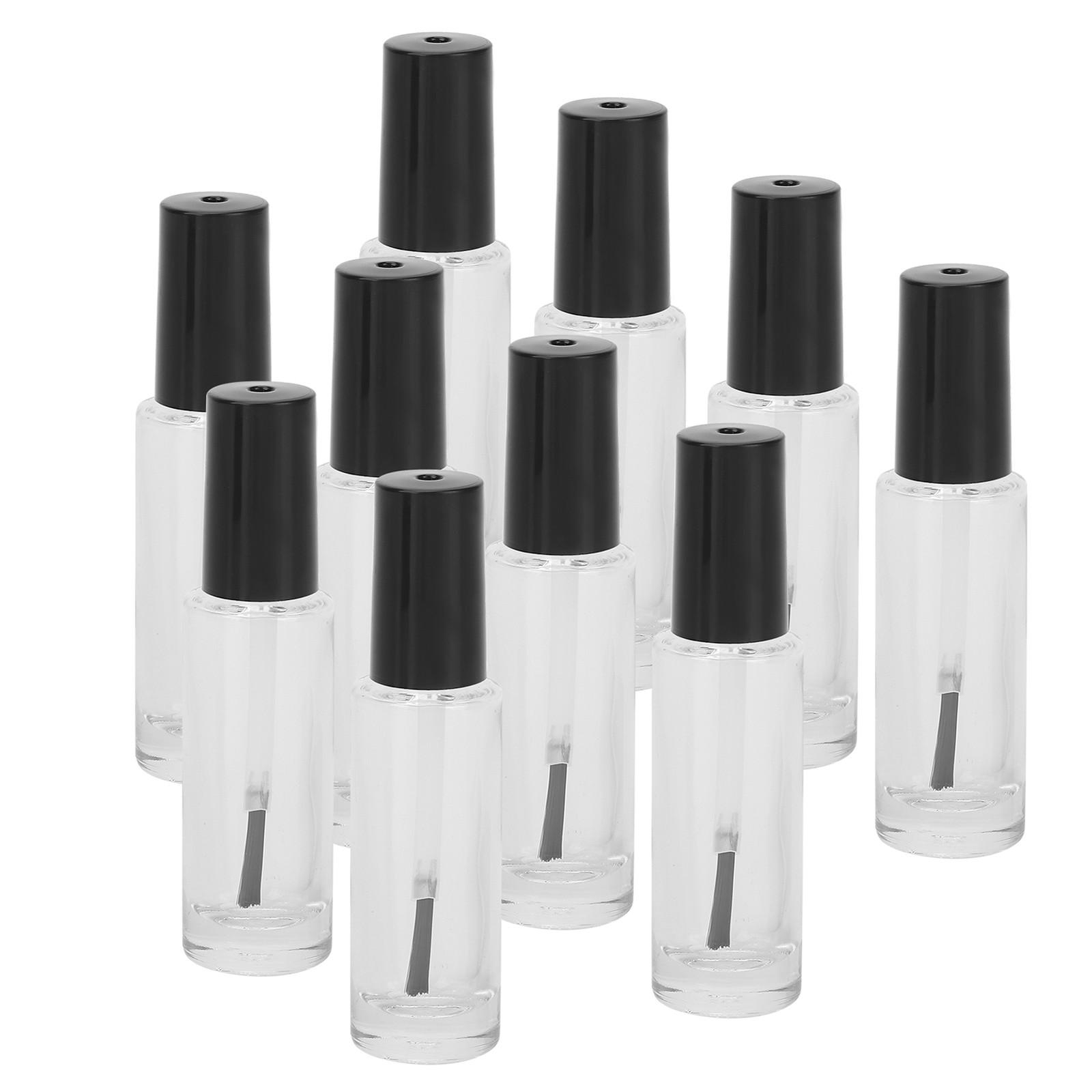 10pcs 8ml Empty Nail Polish Glass Bottles Accessory With Brush Cover Mixing