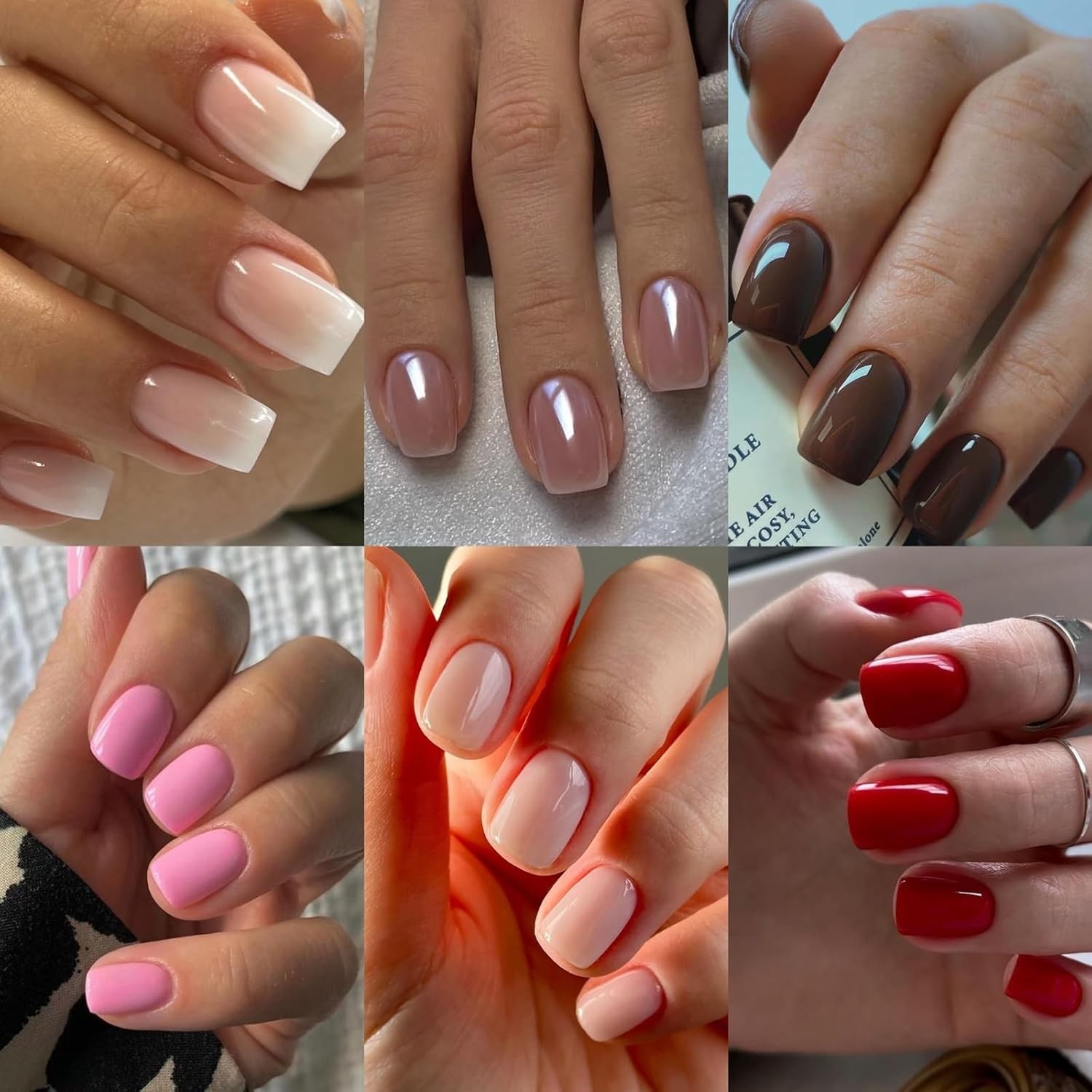 6 Packs (144Pcs) Press on Nails Square, Short 1 Fl Oz (Pack of 1), Style14