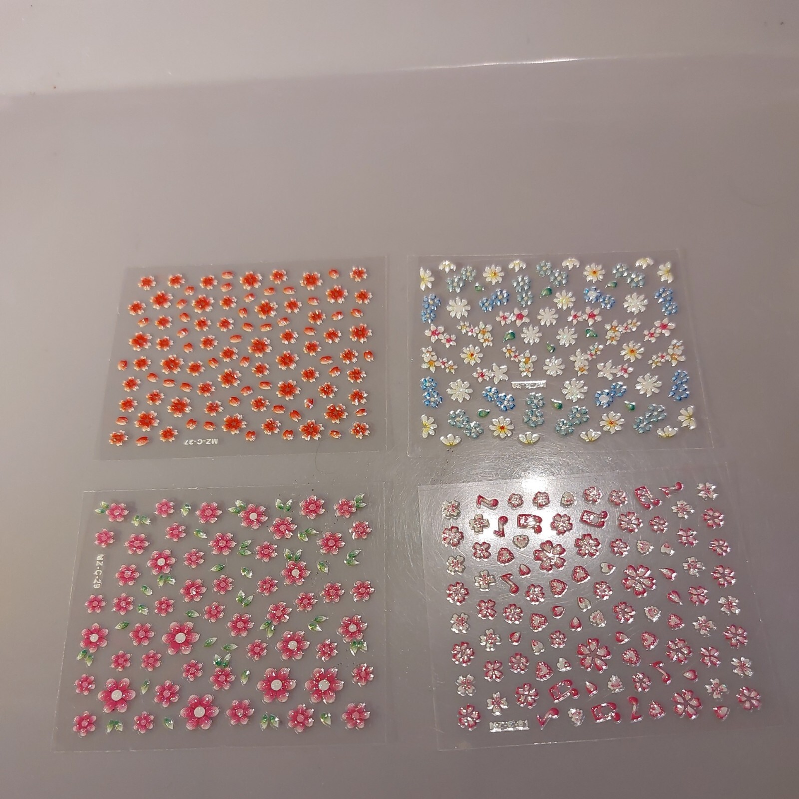 4 X Small Sheets Of Colour Nail Art Stickers (Dn378) New