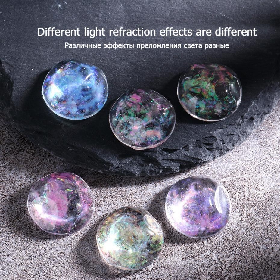 6 Grid Nail Glitter Sequins Set with Aurora Powder & Iridescent Opal for Nails