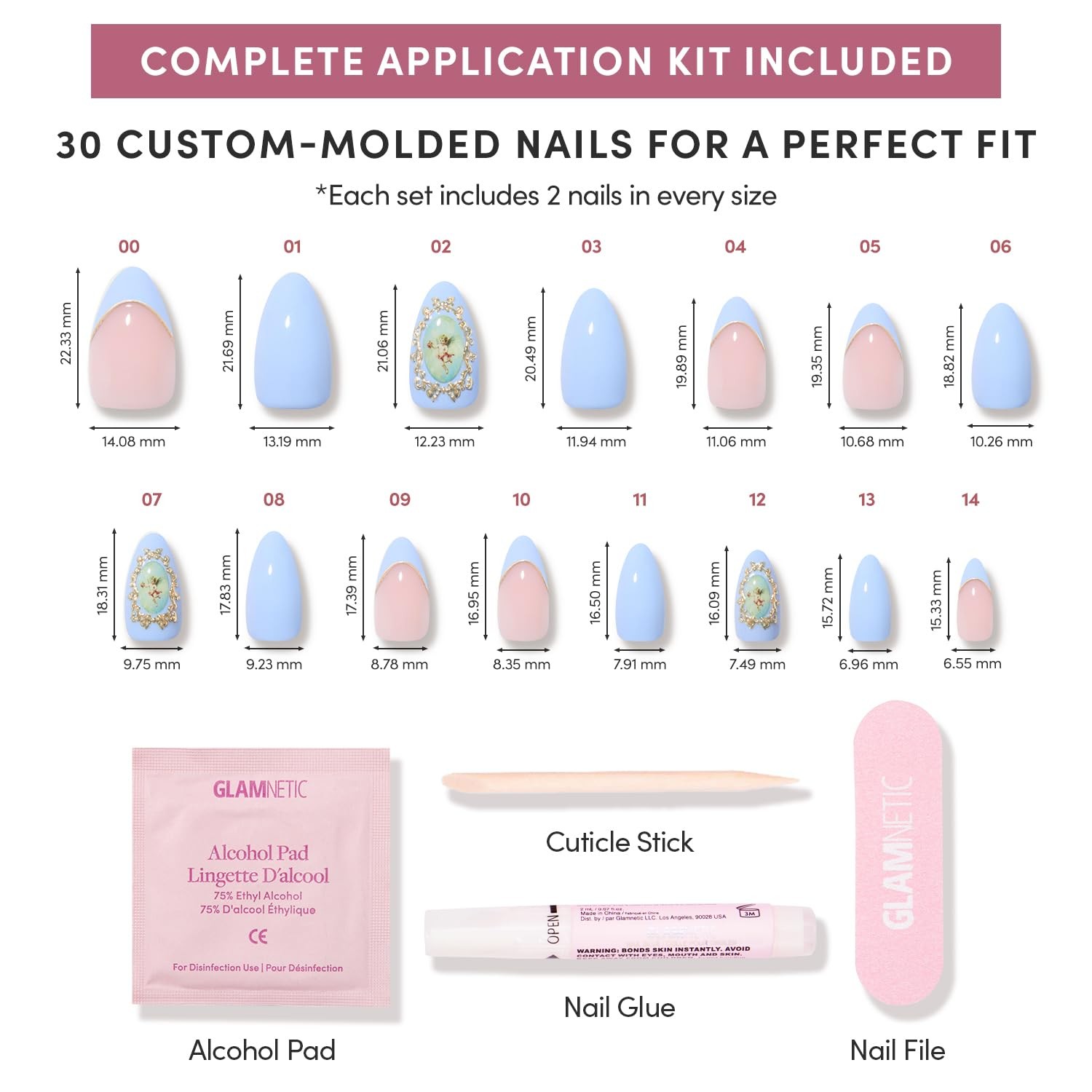 Glamnetic Short Almond Press-On Nails – Angel In Blue