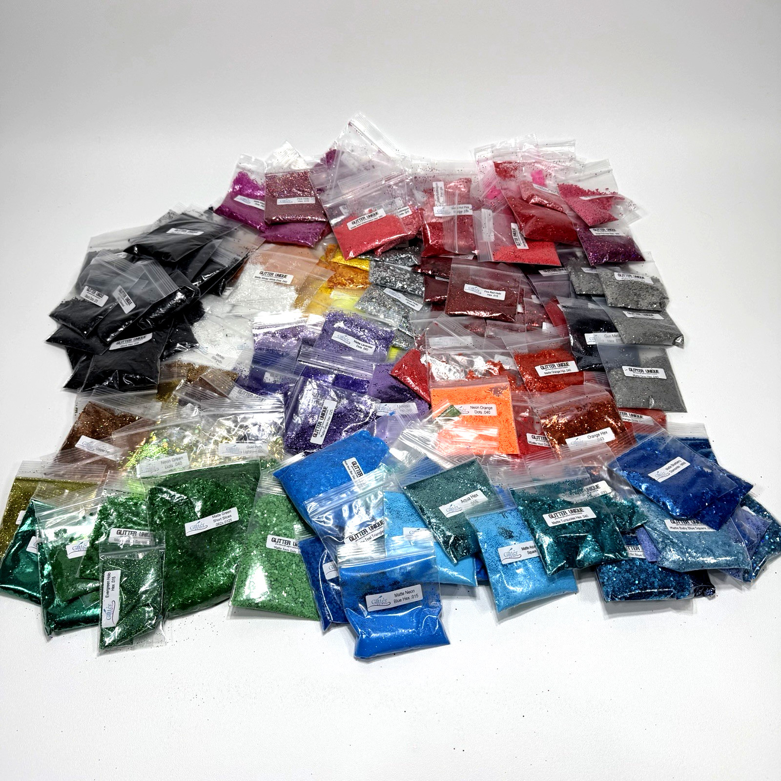 Glitter Mixed Lot – Nail Polish Body Glitter – Multiple Colors And Sizes Shapes