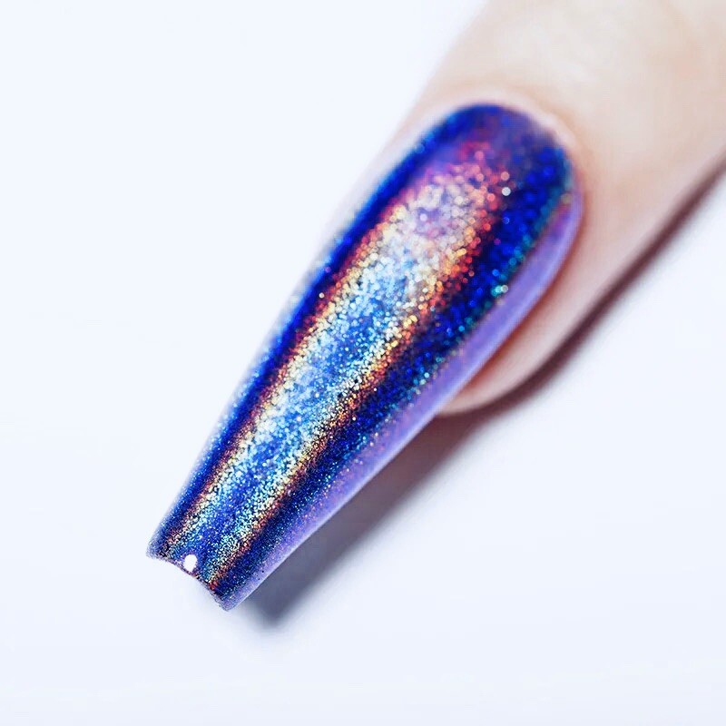 Holographic Blue Nail Chrome Powder Rainbow Glitter Navy Unicorn Pigment 1g/pot