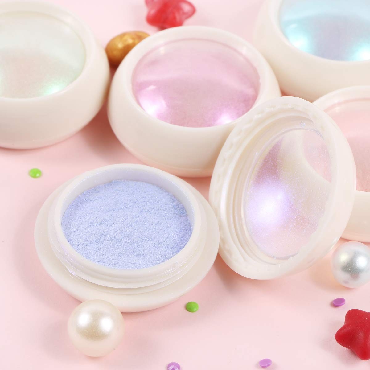 High-Quality Aurora Nail Powder with 6 Sponge Brushes for Easy Application