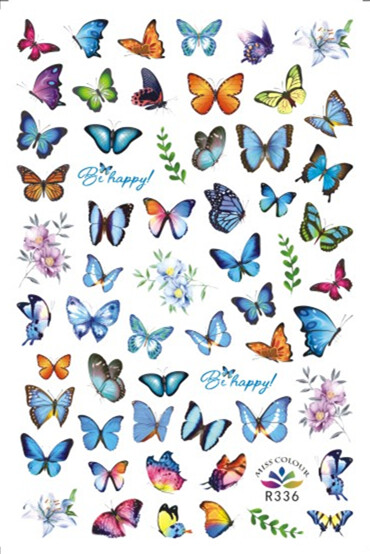 Butterfly Nail Decal Sticker Blue Flower Dragonfly Ladybug Bee Bird Beetles