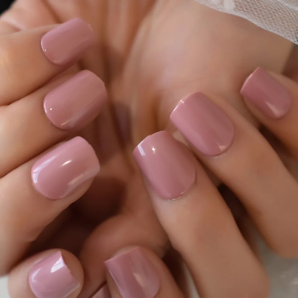 24 Short Blush Pink Press on nails glue on kit Mauve
