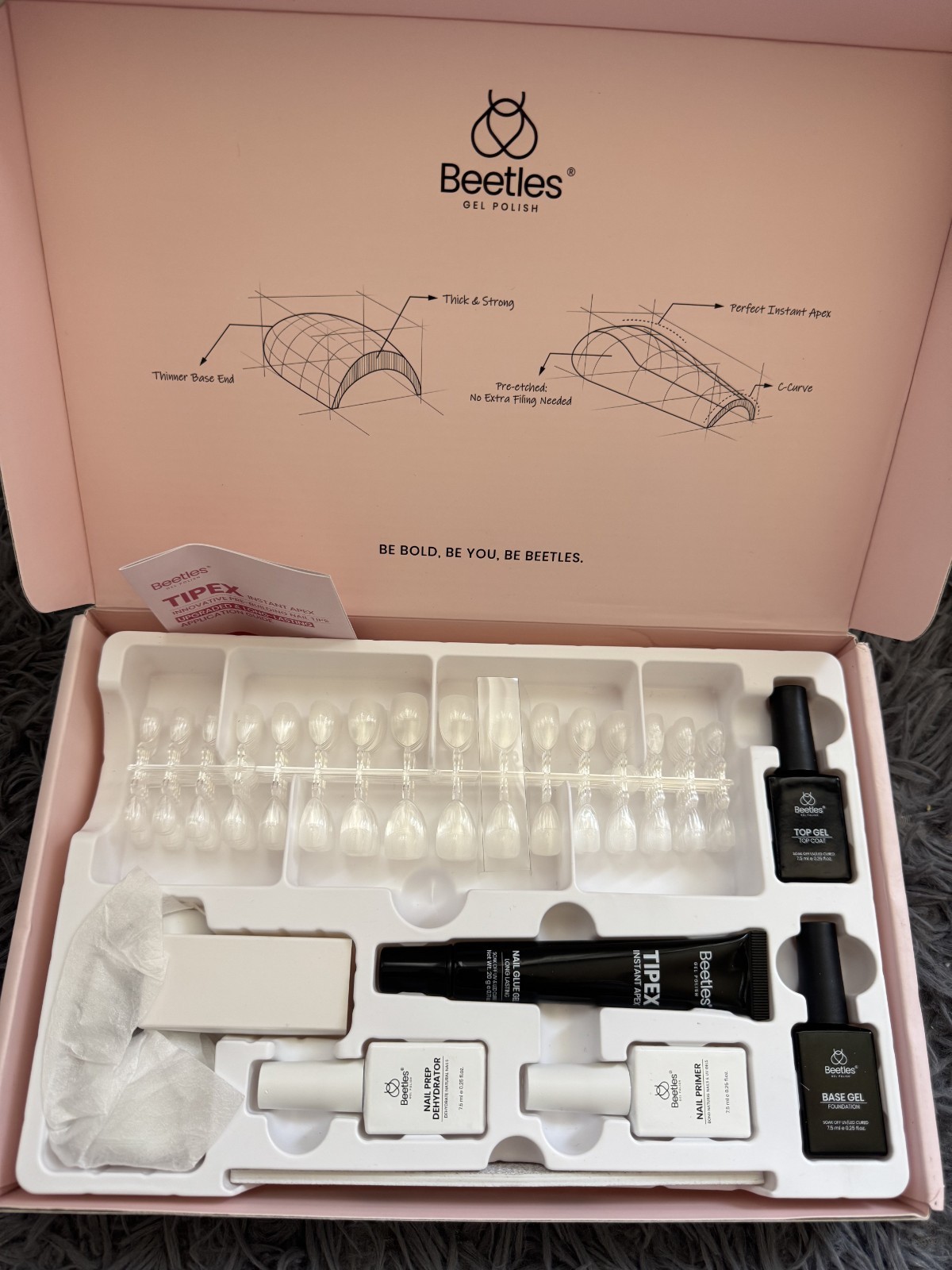 Beetles TIPEX Instant Apex Nail Tips Kit Square Medium Clear Matte 224PCS