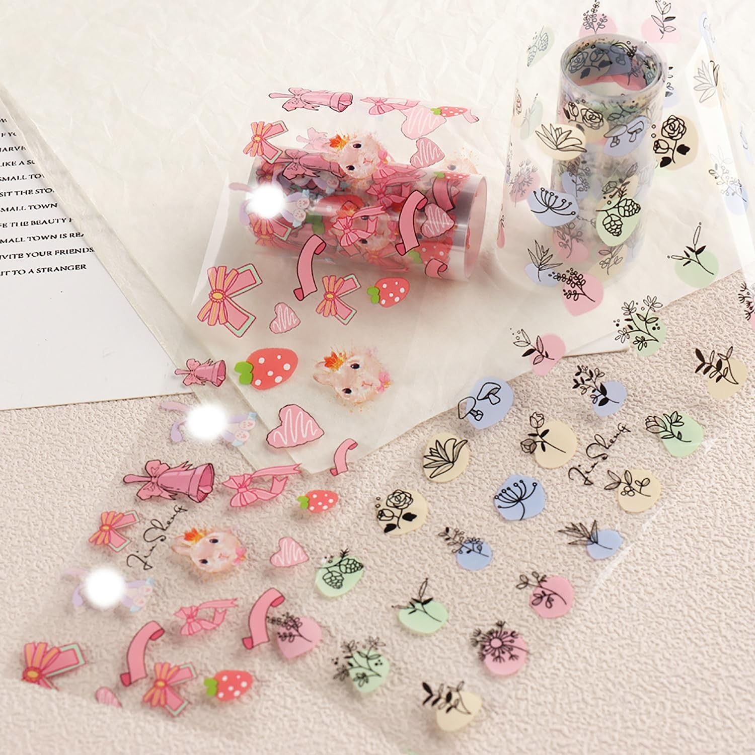 JERCLITY 10 Rolls Flower Nail Foil Transfer Sticker Kit Bamboo Ink Painting P…