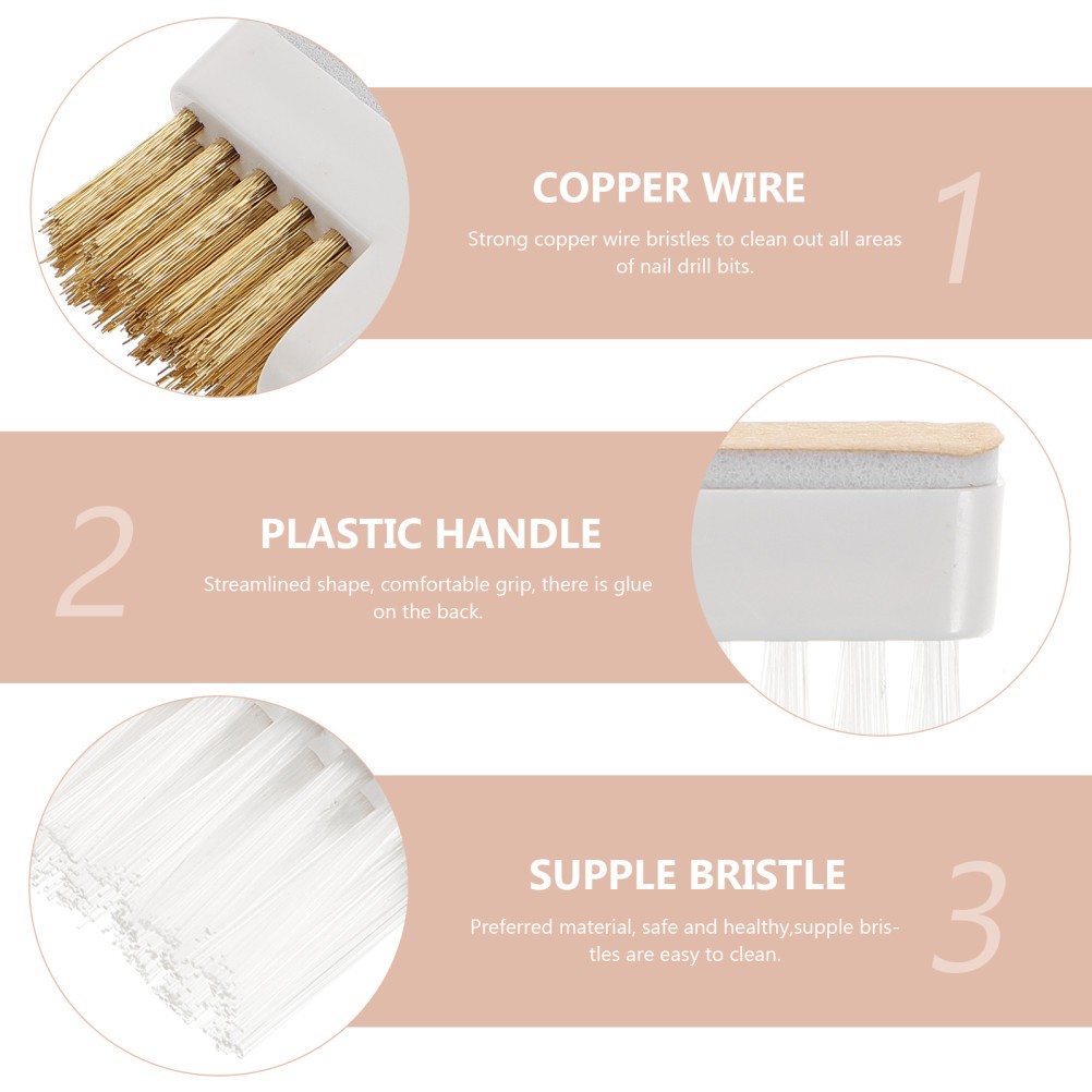 3 PCS Steel Wire Brush for Drill Professional Nail Brushes Bit Cleaner