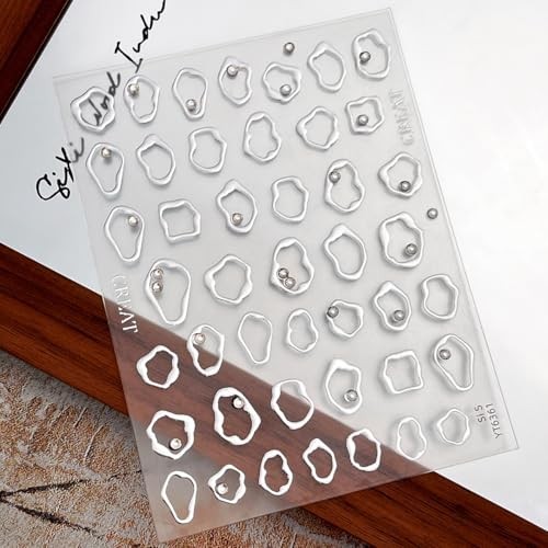 2 Sheets Metallic Nail Stickers Gold Silver Irregular Metallic Irregular Line-5