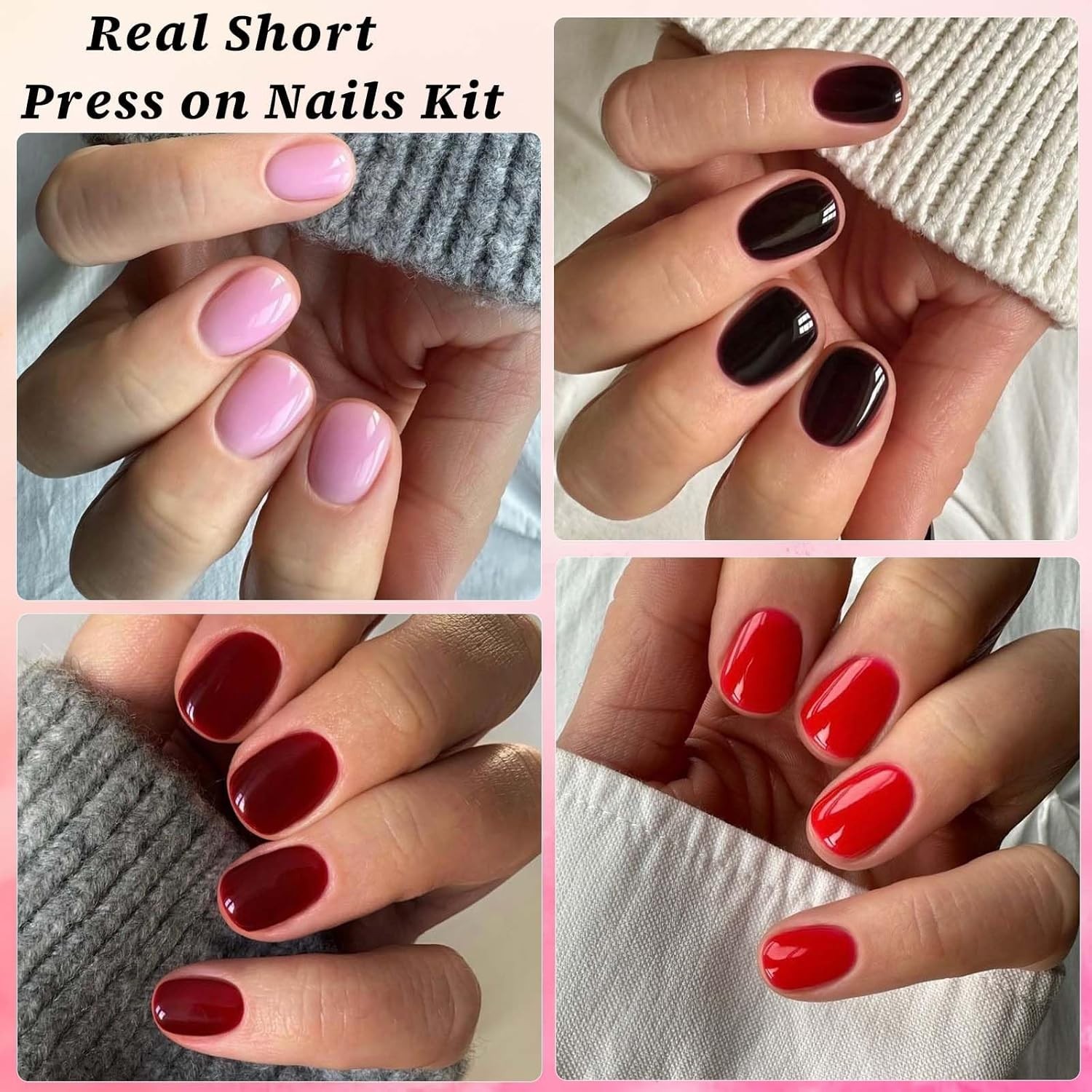 576Pc round Square Press on Nails Short Fake Nails, XS Short Press on Nails Squo