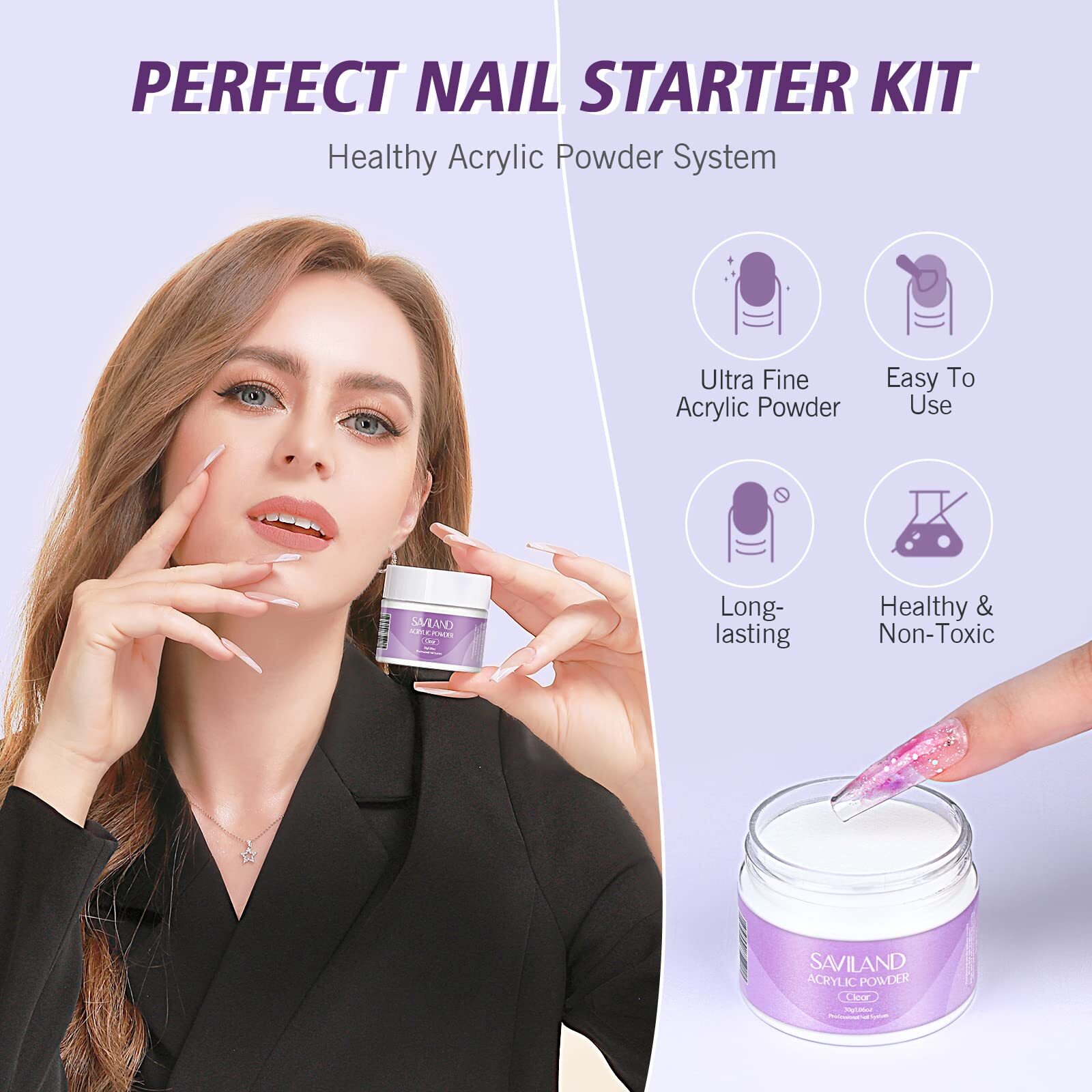 Complete Beginner’s Acrylic Nail Kit with Tools and Instructions for DIY Use