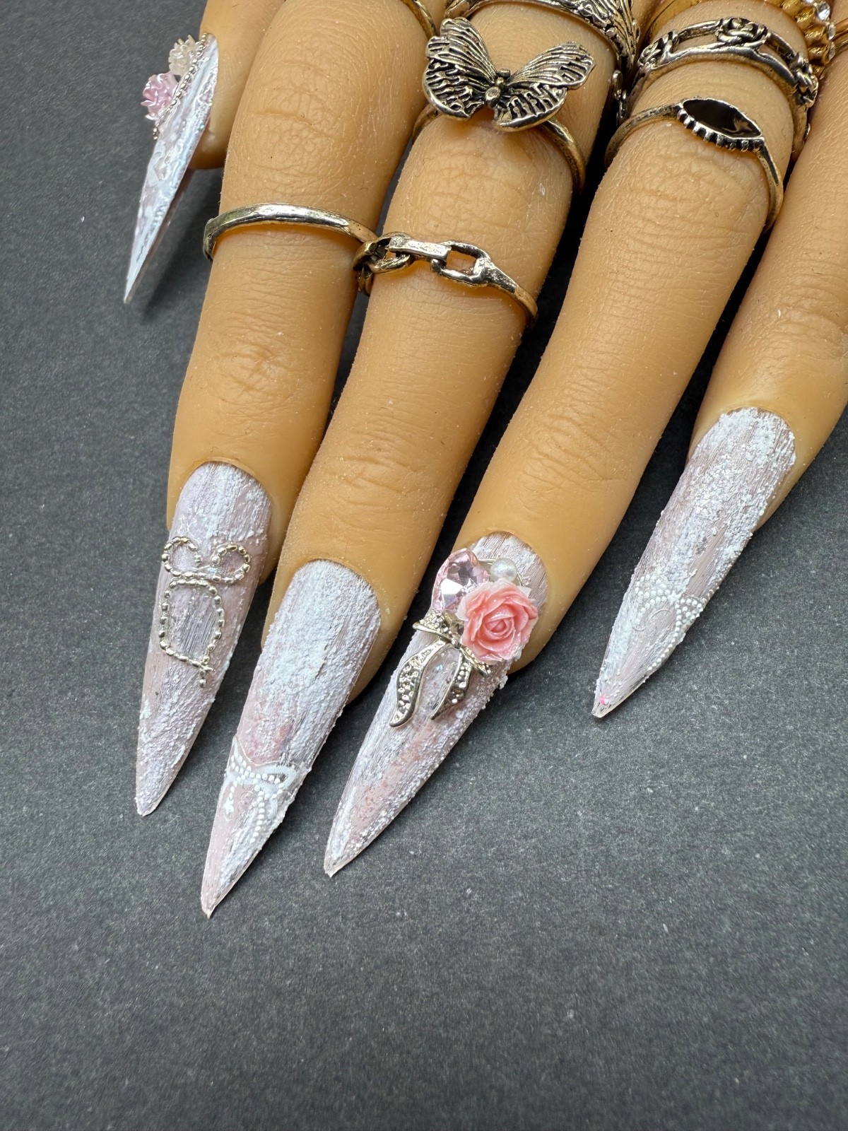 STILETTO XXL Handmade nails matte 3D 10 pcs Frosted design