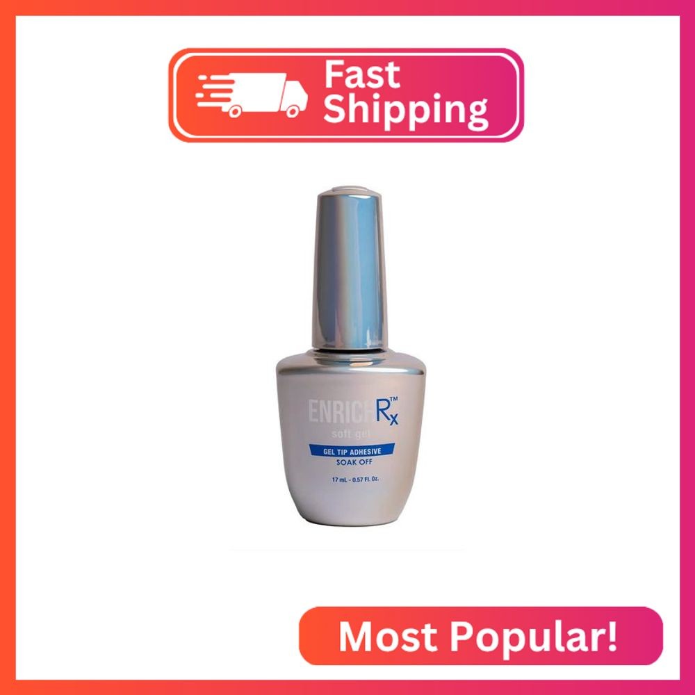 KUPA EnrichRx Soft Gel Tip Adhesive, Soak-Off Nail Tip Glue, Pre-Roughened Soft