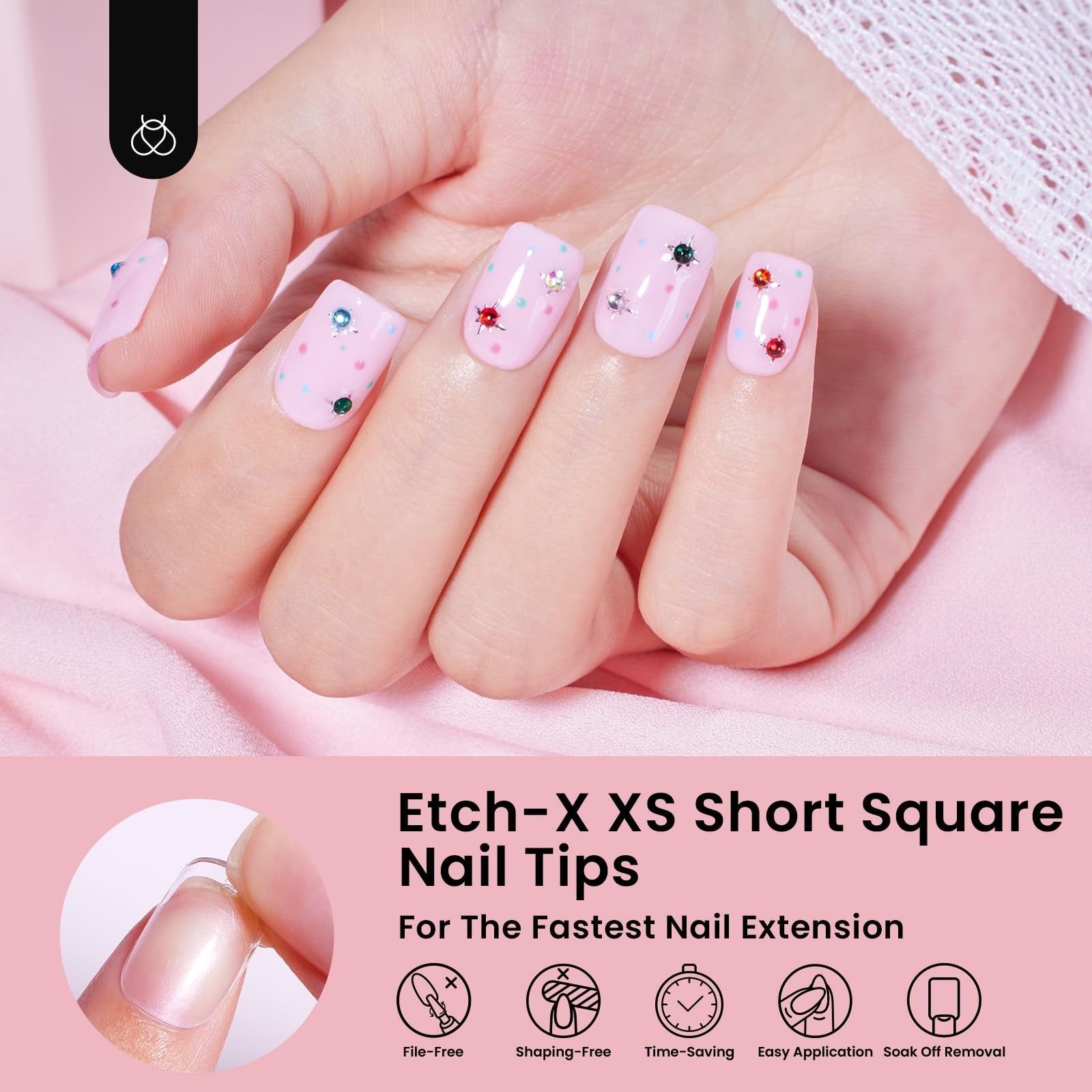 Beetles Short 0.5 Fl Oz (Pack of 1), Square Nail Tips 12 Sizes 576 PCS