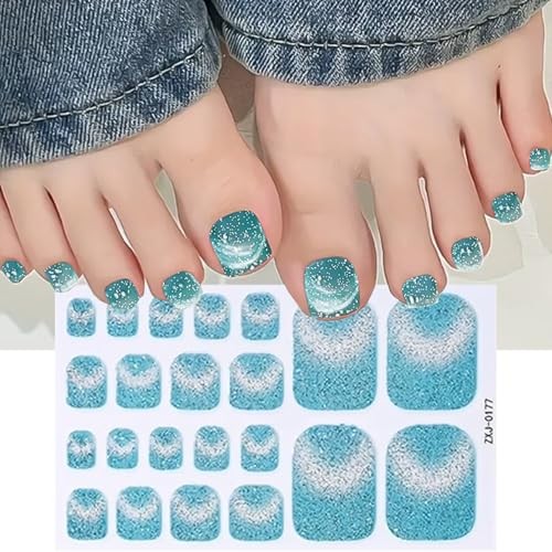 Toe Full Nail Wraps Gel Toe Nail Strips 5Sheets Full Cover Nails Wraps Style7