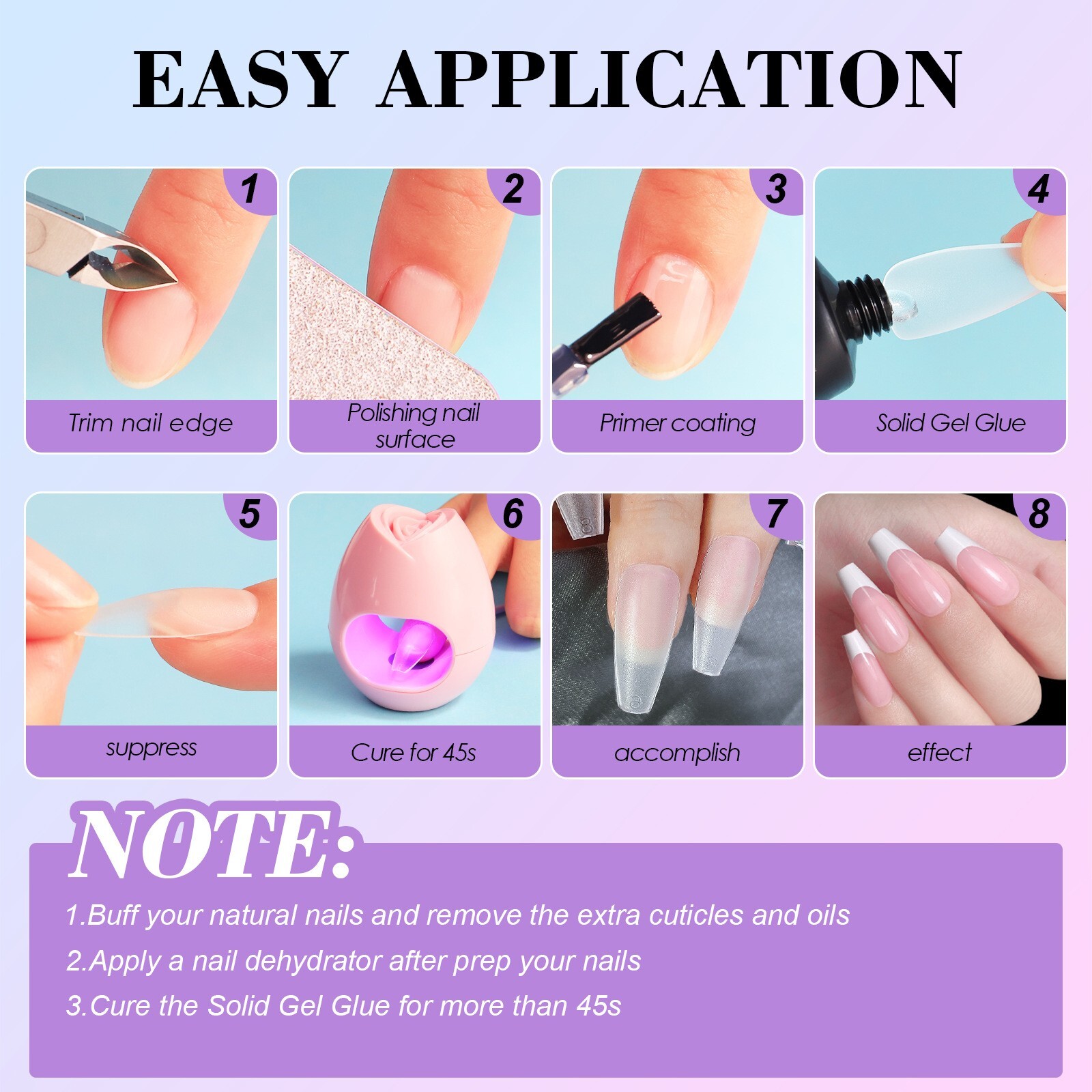 Soft Gel Seamless Frosted Nail Tips 15 Sizes Short Coffin Almond Gel False Nail
