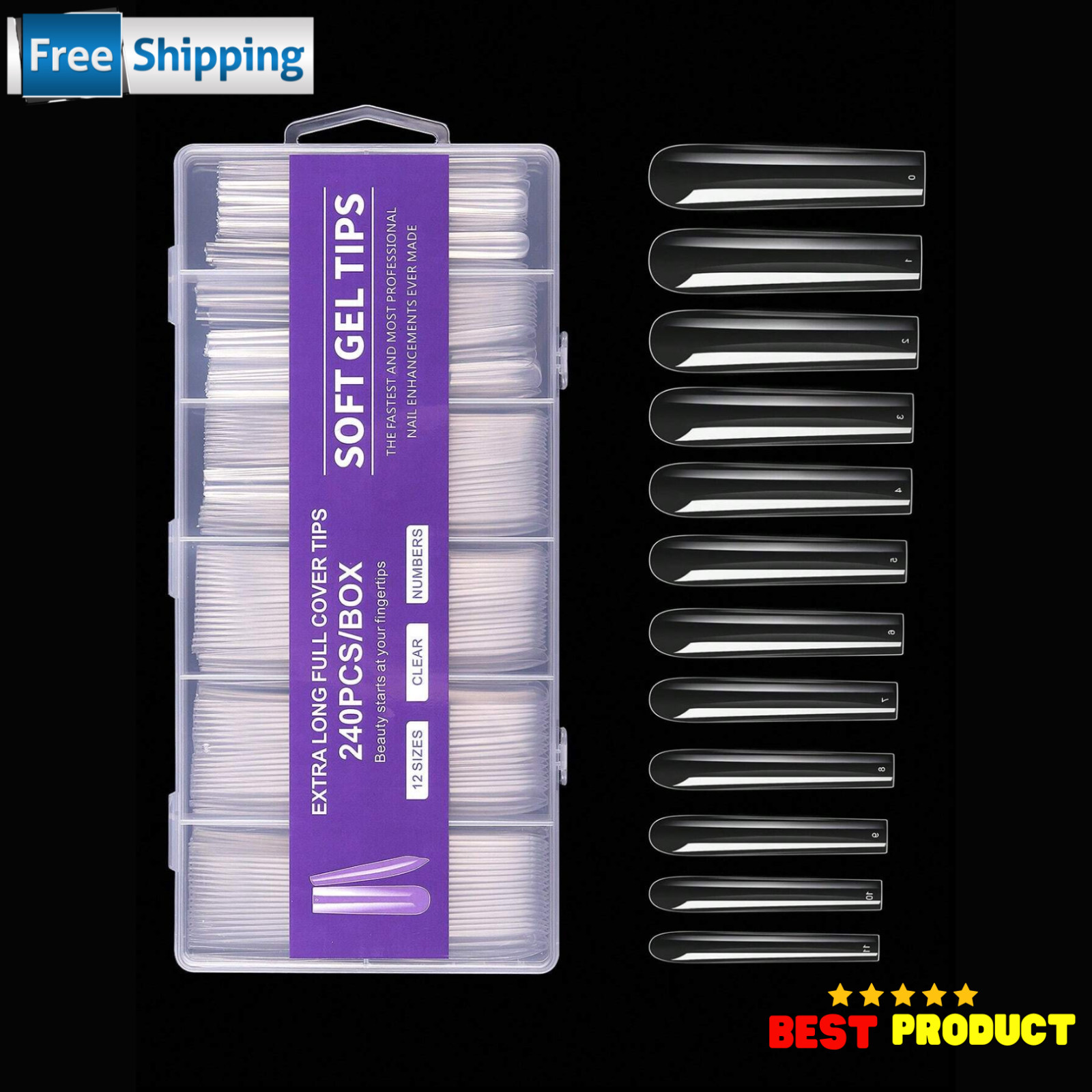 240pcs False Nails Super Long Ballerina Nails Press On Nail Full Cover for Women