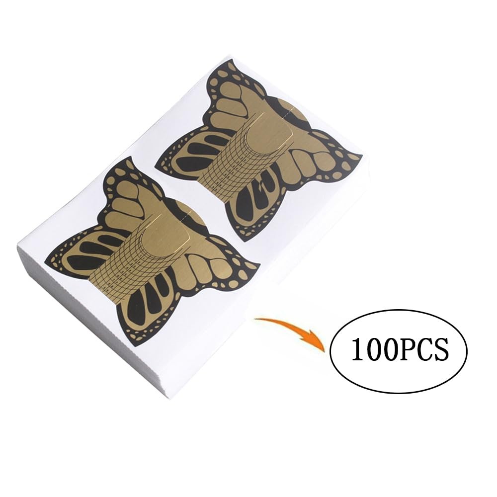 100pcs Nail Form Butterfly Square Tips Nail Forms for Curve Acrylic UV Nails …