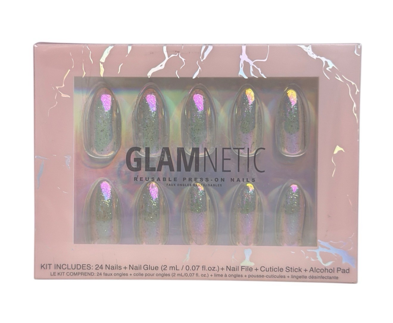 Glamnetic Stardust Medium Holographic Almond Press-On Nails Vintage Pkg ~ SEALED
